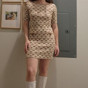 Nicole Miller 60s Inspired Patterned Bodycon Dress